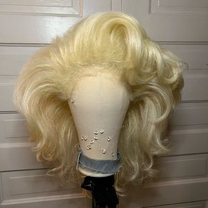 Platinum Rooted Drag Wig, Bouncy Bombshell Curls